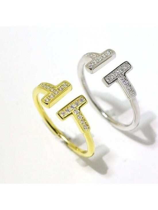 Jewelry - 18k gold plated Sterling Silver T Shape ring